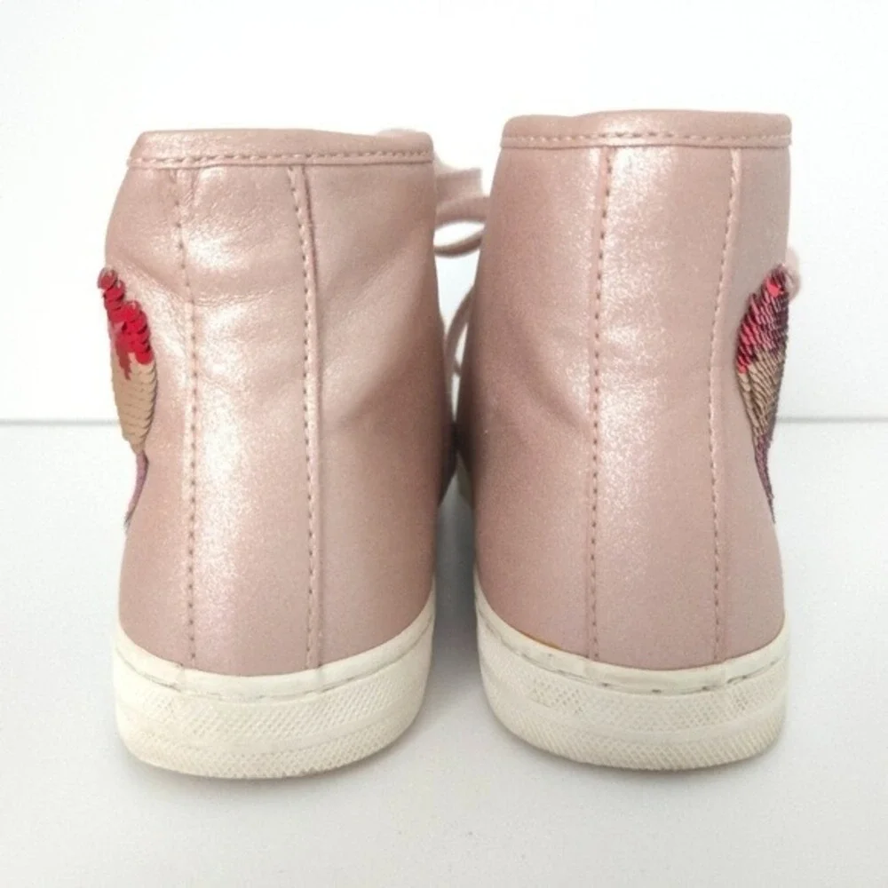 Children's‎ Place Metallic Pink Sequin Heart High-Top Sneakers- Girls Size 3